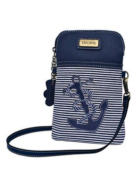 Crossbody Cell Phone Purse PU Leather Handbag with Canvas Panel